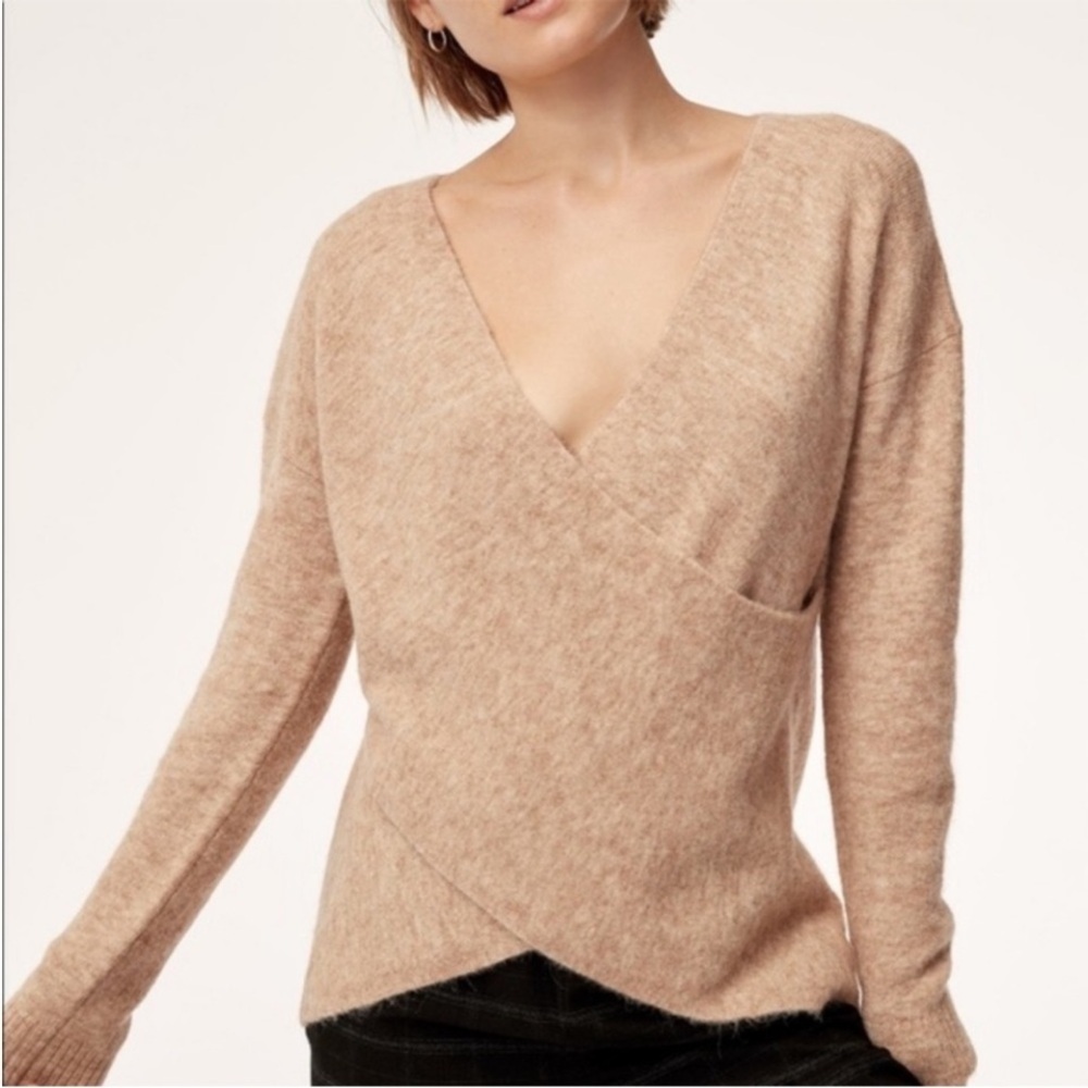 Babaton The Group Bambini Oatmeal Wrap Sweater Alpaca Wool Medium - Picture 3 of 10